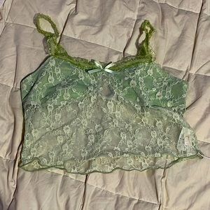 See-through green crop top